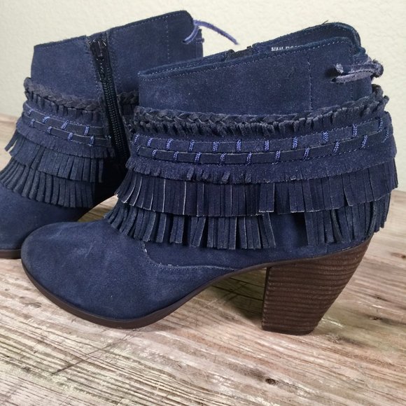 naughty monkey Shoes - Naughty Monkey Lyne booties blue suede fringe zip